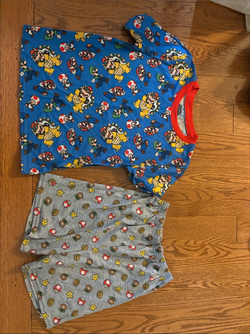 Nintendo Super Mario Kids Pajama Set - Blue, Gray & Red